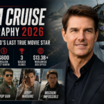 Tom Cruise biography 2026 feature image showing the Hollywood actor with scenes from Top Gun, Mission Impossible, and his four-decade film career.