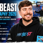 MrBeast biography 2026 feature image showing Jimmy Donaldson, his 500 million YouTube subscribers milestone, Beast Games, Feastables, and Beast Industries empire.